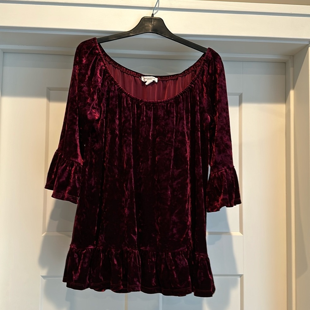 Velvet scoop neck top